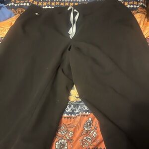 Figs Women's Black Scrub Pants Joggers with Light Gray Drawstring